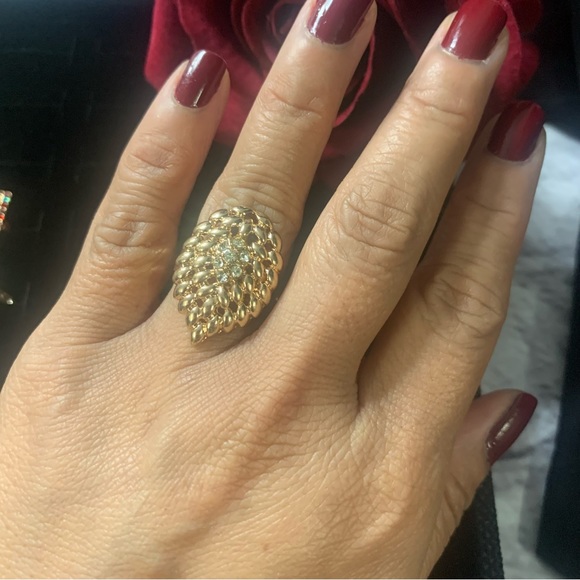 Gold Tone Irregular Zircon Rhinestone ring - Picture 1 of 6